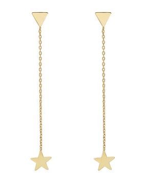 Oorbellen chain Triangle & Star gold