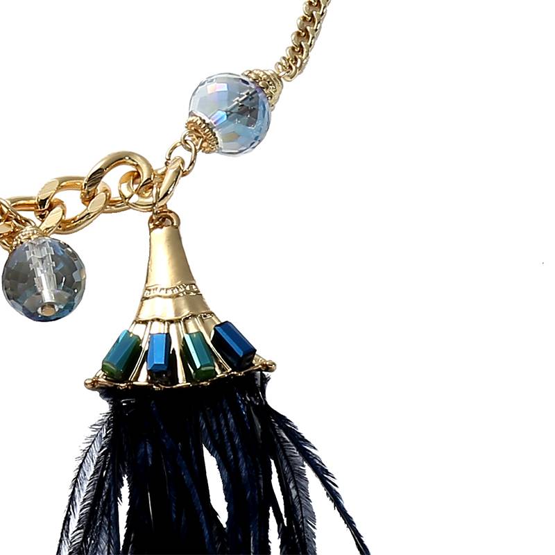 Ketting Feathers blauw-goud