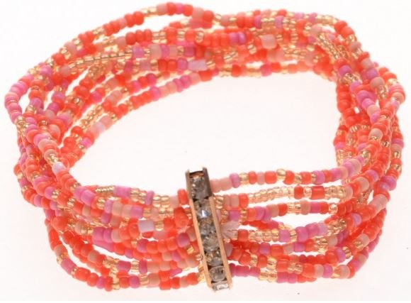 Armband Ibiza kraaltjes koraalrood-roze