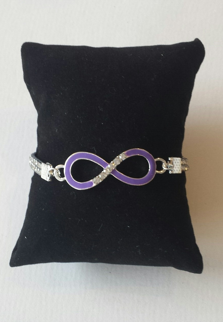 Armband Infinity strass zilver-lila