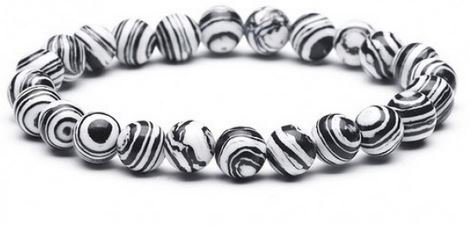 Armband kralen malachiet natuursteen zwart-wit malachiet