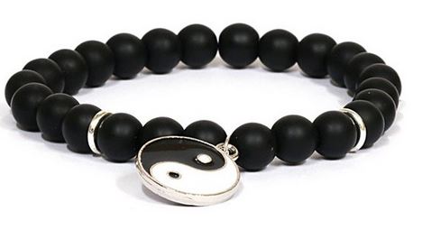 Armband natuursteen zwart yin yang