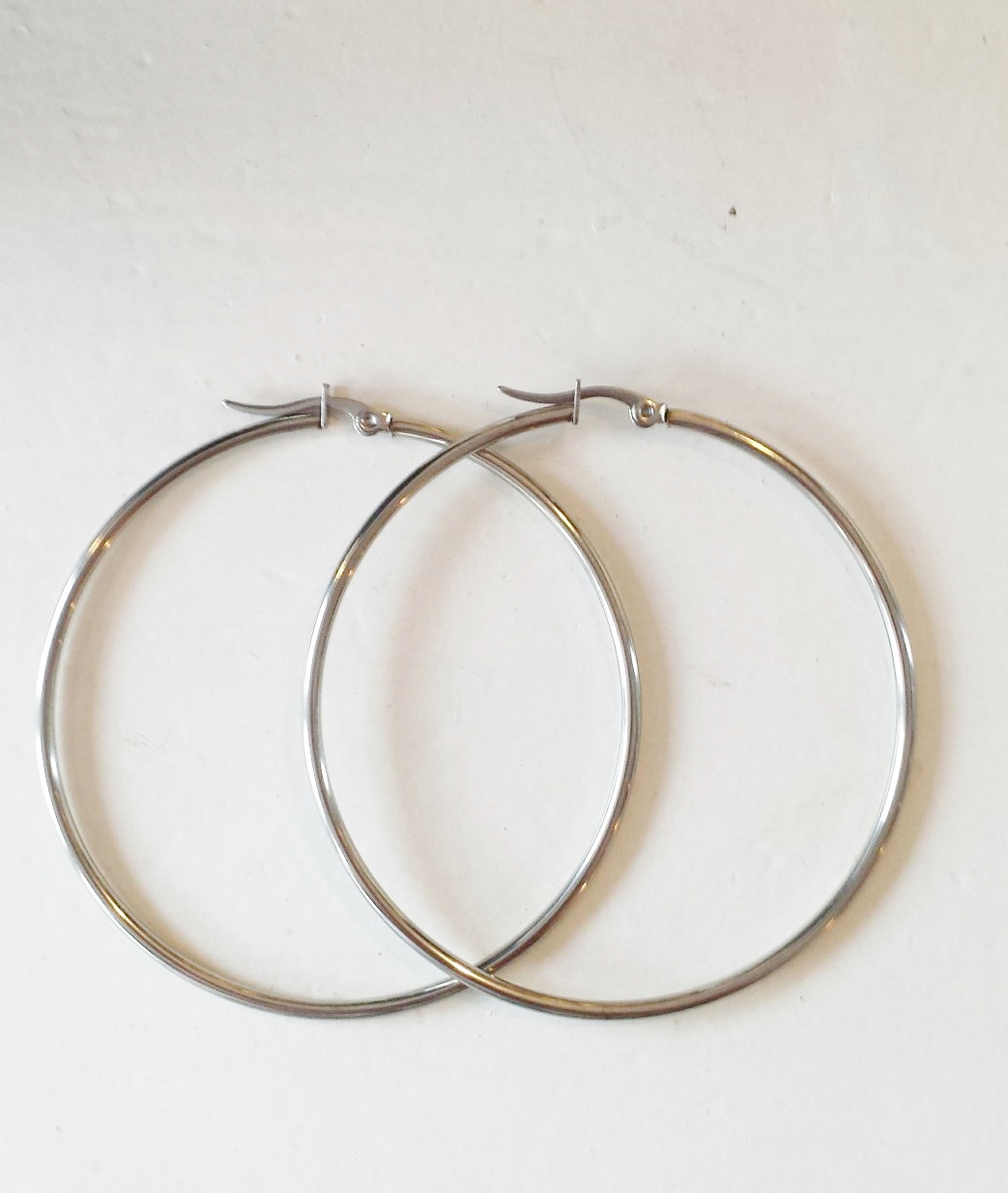 Oorbellen hoops of creolen stainless steel zilver 60 mm 3