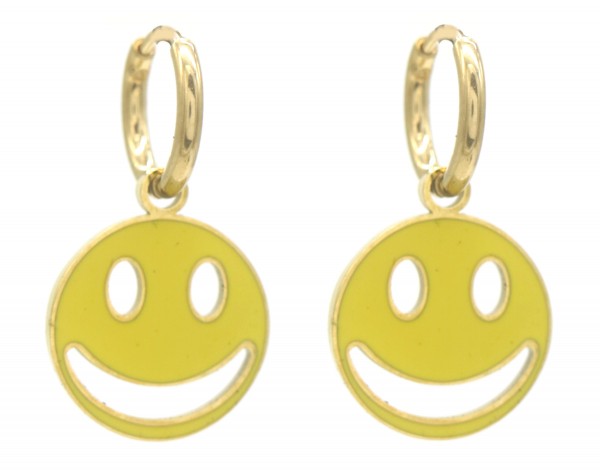 Oorbellen Hoops & Smiley s.steel geel-goud