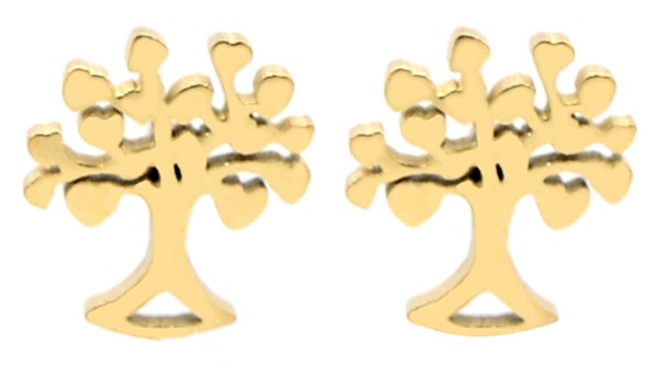 Oorbellen Tree of Life stainless steel goud