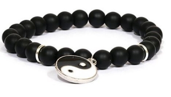 Armband natuursteen zwart yin yang