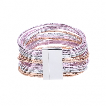 Armband Shine 26 strings roze-zilver