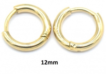 Oorbellen hoops of creolen stainless steel goud 12 mm