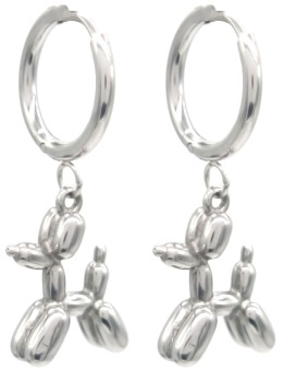 Oorbellen Hoops & Balloon Dog st.steel zilver