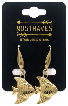 Oorbellen Maanvis stainless-steel goud 2