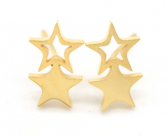 Oorbellen Stars stainless steel goud