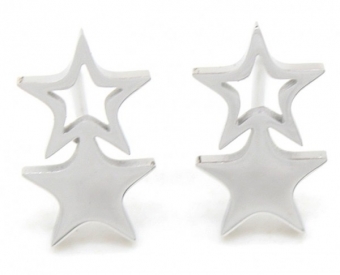 Oorbellen Stars stainless steel zilver
