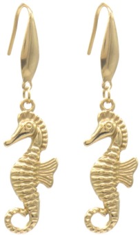Oorbellen Zeepaardje stainless-steel goud