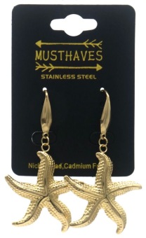 Oorbellen zeester stainless-steel goud 2