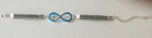 Armband Infinity strass zilver-blauw