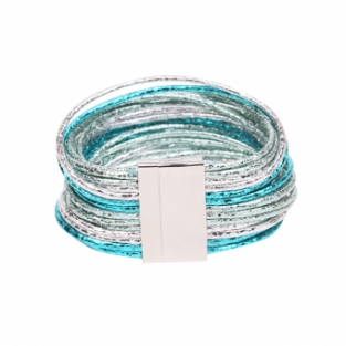 Armband Shine 26 strings turquoise-zilver
