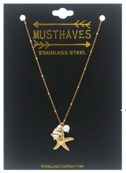 Ketting fijn Zeester & schelp st-steel goud 3