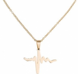 Ketting Heartbeat stainless steel goud