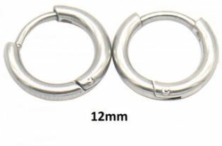 Oorbellen hoops of creolen stainless steel zilver 12 mm