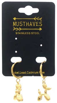 Oorbellen Hoops & Balloon Dog st.steel goud 2