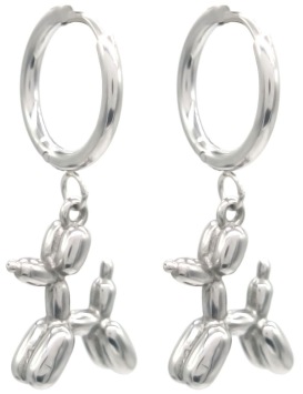 Oorbellen Hoops & Balloon Dog st.steel zilver