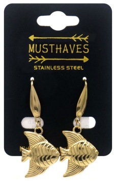 Oorbellen Maanvis stainless-steel goud 2