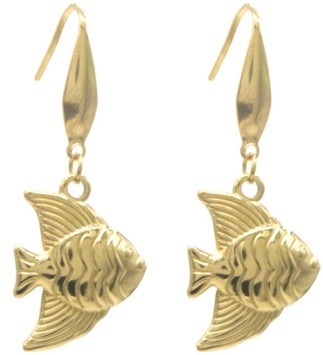 Oorbellen Maanvis stainless-steel goud