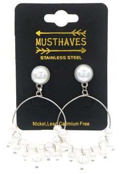 Oorbellen Ringen met parels st.steel zilver 2