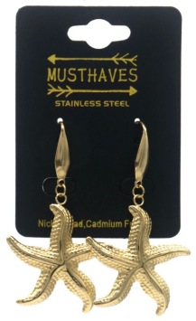 Oorbellen zeester stainless-steel goud 2